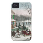 Vintage American Winter Scene iPhone 4 Case-Mate Cases