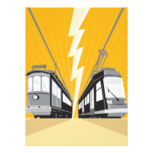 Vintage and Modern Streetcar Tram Train Personalized Invite