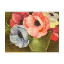 Vintage Anemones in Green Vase Post Cards