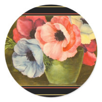 Vintage Anemones in Green Vase Stickers