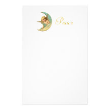 Vintage Angel in Moon Stationery Paper