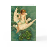 Vintage Angel With 4-Leaf Clover - Card