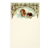 Vintage Angels and Flowers Felt Stationery