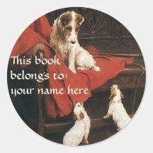 Vintage Animals Jack Russel Terrier Dogs Bookplate Stickers