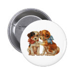 Vintage Animals Puppies Puppy Love, Dogs with Bows Pinback Buttons