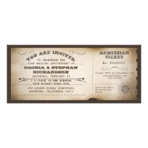 vintage anniversary ticket typography design personalized invitation