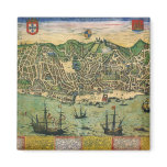 Vintage Antique Map; Town Plan of Lisbon, 1598 Magnets