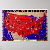 Vintage Antique Map United States of America, USA Posters