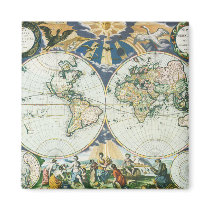Vintage Antique Old World Map by Pieter Goos, 1666 Magnet