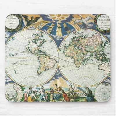 Vintage Antique Old World Map by Pieter Goos, 1666 Mouse Pads by YesterdayCafe
