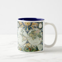 Vintage Antique Old World Map by Pieter Goos, 1666 Coffee Mugs
