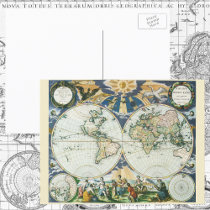 Vintage Antique Old World Map by Pieter Goos, 1666 Postcard