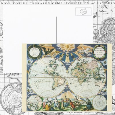 Vintage Antique Old World Map by Pieter Goos, 1666 Postcard by YesterdayCafe