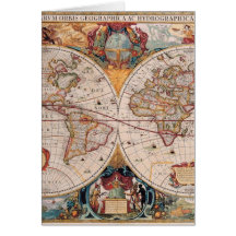 Vintage Antique Old World Map Design Faded Print Cards