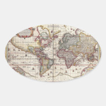Vintage Antique Old World Map Design Faded Print Sticker