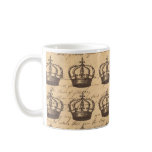 Vintage Antique Regal Crowns British Chic Pattern Coffee Mugs