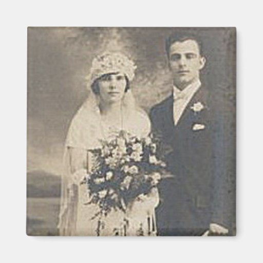 Vintage Antique Romantic Bride and Groom Photos Refrigerator Magnet