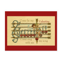 Vintage Antique Valentine's Day Musical Postcard