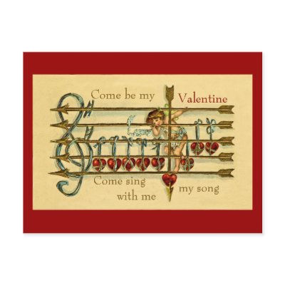Antique Postcards on Vintage Antique Valentine S Day Musical Postcard Zazzle Co Uk