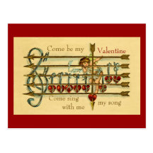 Vintage Antique Valentine's Day Musical Postcard