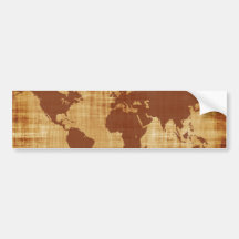 Vintage Antique World Map Montage Bumper Stickers