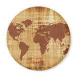 Vintage Antique World Map Montage Fridge Magnet