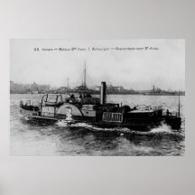 Vintage Antwerp steamer ferry riverboat Scheldt Print