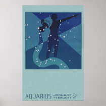 Vintage Aquarius; Signs of the Zodiac Print