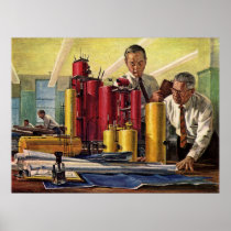 Vintage Architects Working in an Office Poster