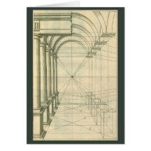 Vintage Architecture, Columns Arches Perspecitve Card