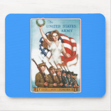 Vintage Army Poster with Lady Liberty Tshirts Mouse Pads