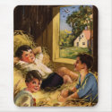 Vintage Art Boys on Farm in Summer mousepads