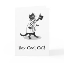 Vintage Art Cool Cat Birthday Greeting Card