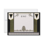 Vintage Art Deco Couple Formal Wedding RSVP Invite