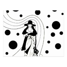 Vintage Art Deco Fashion Woman Polka Dots Post Card