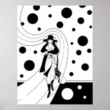 Vintage Art Deco Fashion Woman Polka Dots Posters