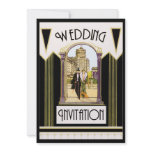 Vintage Art Deco Formal Wedding Couple Custom Announcement