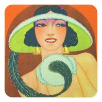 Vintage Art Deco Girl Square Stickers