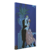 Vintage Art Deco Love Romance Newlyweds Wedding Gallery Wrap Canvas