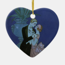 Vintage Art Deco Love Romance Newlyweds Wedding Christmas Ornament