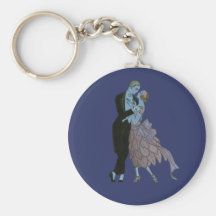 Vintage Art Deco, Newlyweds Love Wedding Dance Keychains