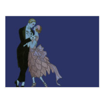 Vintage Art Deco, Newlyweds Love Wedding Dance Post Cards
