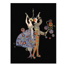 Vintage Art Deco Party Goers Postcard