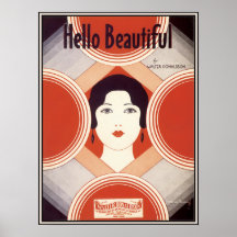 Vintage Art Deco Sheet Music Hello Beautiful Print