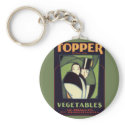Vintage Art Deco Topper Vegetable Label Art keychains