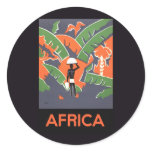 Vintage Art Deco Travel Poster, Africa Round Sticker
