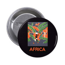 Vintage Art Deco Travel Poster, African Jungle Pinback Button