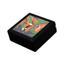 Vintage Art Deco Travel Poster, African Jungle Jewelry Box