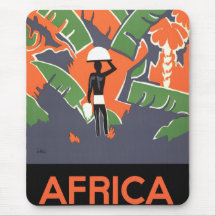 Vintage Art Deco Travel Poster, African Jungle Mousemats