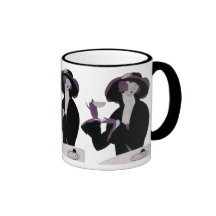 Vintage Art Deco Woman Afternoon Tea and Pastry Mug